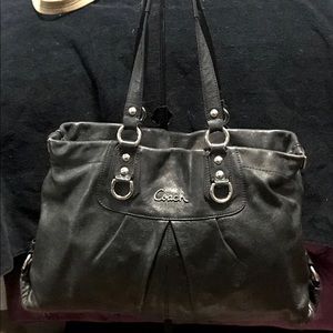 Authentic Black Leather Coach Handbag